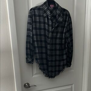 Francesca's Collections Black and White Plaid Button Down Shirt